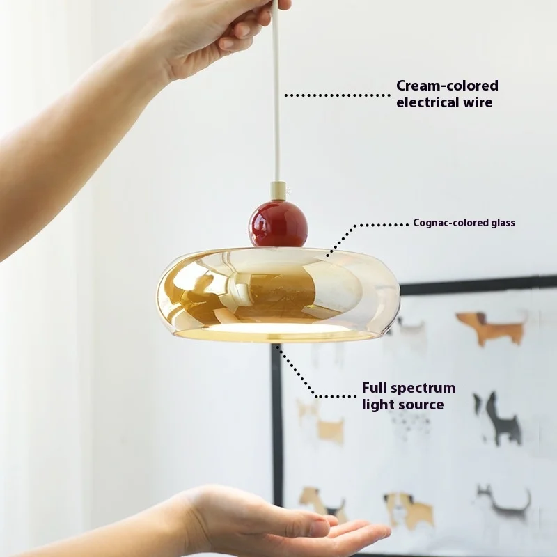 French retro cream style bedside pendant light luxurious and high-end glass pendant light dining room bedroom hanging line light
French retro cream style bedside pendant light luxurious and high-end glass pendant light dining room bedroom hanging line light