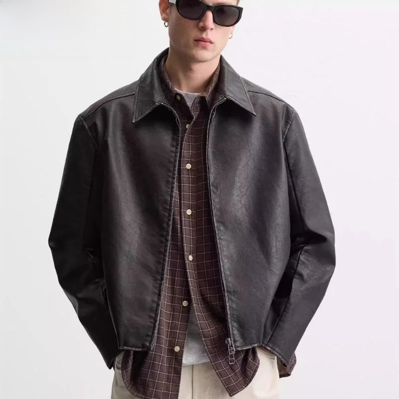 New 2025 Men's Waed Faux Leather ort Jaet Zipper Coat Simple Design Long Sve Faionable Urban Sle Pure Color Leat...
New 2025 Men's Waed Faux Leather ort Jaet Zipper Coat Simple Design Long Sve Faionable Urban Sle Pure Color Leat...