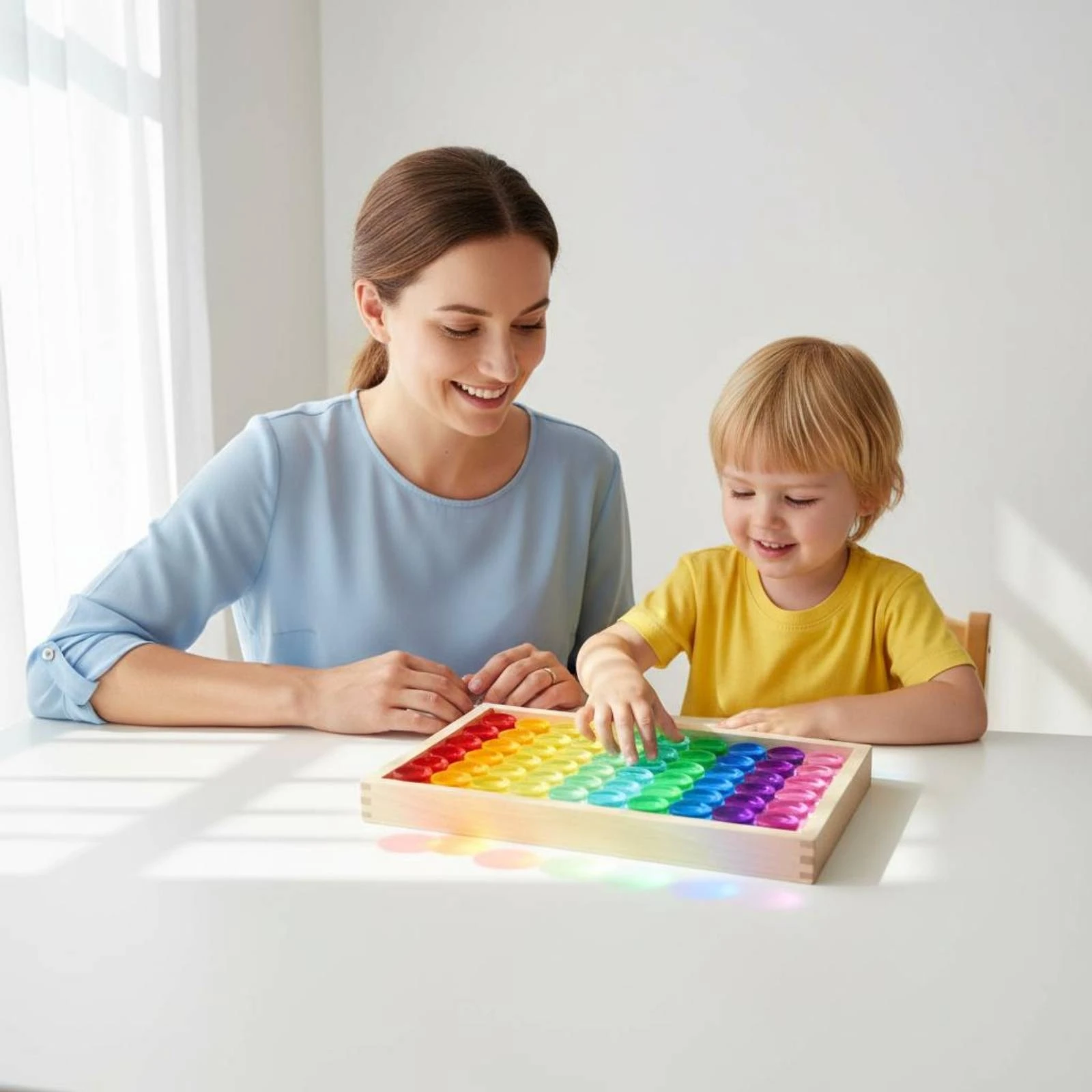 60 Pieces Cylindrical Block Set Translucent Wooden Disc Blocks Wooden Building Block Set Rainbow Child Toy Color Recognition
60 Pieces Cylindrical Block Set Translucent Wooden Disc Blocks Wooden Building Block Set Rainbow Child Toy Color Recognition