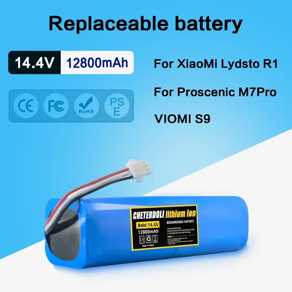 Li-ion Battery 14.4V 6800mAh Battery For Proscenic M7Pro,M7Max,M8Pro,Lydsto R1,VIOMI S9,ROIDMI EVE Plus Robot Vacuum Cleaner
Li-ion Battery 14.4V 6800mAh Battery For Proscenic M7Pro,M7Max,M8Pro,Lydsto R1,VIOMI S9,ROIDMI EVE Plus Robot Vacuum Cleaner