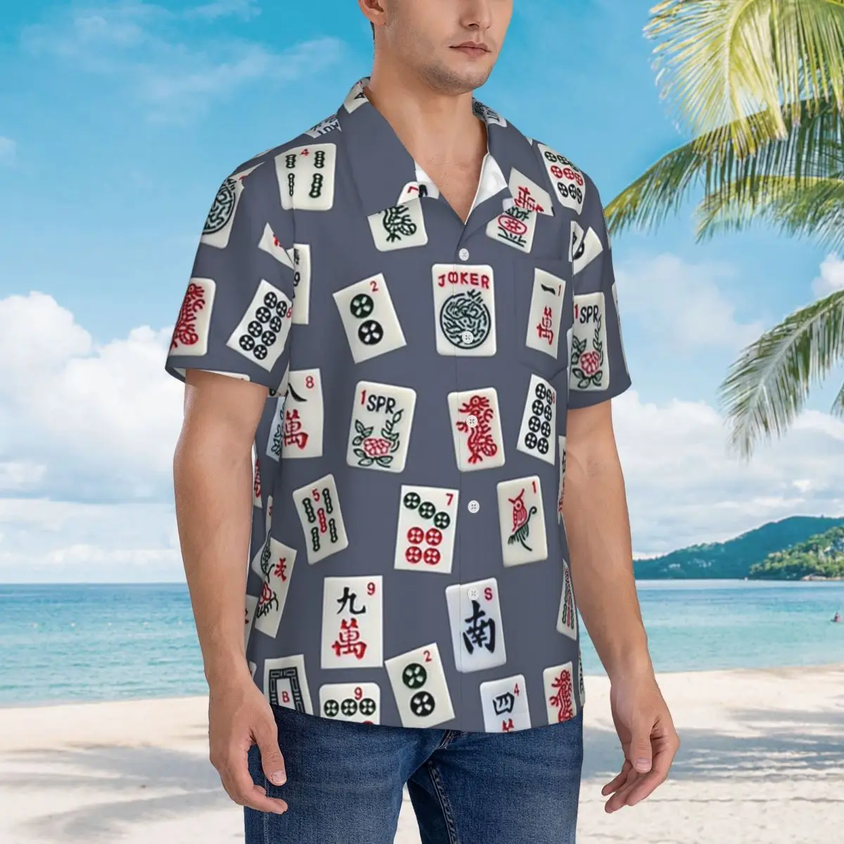 Mahjongg Game Tiles Design On Blue Color Hawaiian Shirts Funny Men Short Sleeve Shirt for Summer Beach Men's Button Tops
Mahjongg Game Tiles Design On Blue Color Hawaiian Shirts Funny Men Short Sleeve Shirt for Summer Beach Men's Button Tops