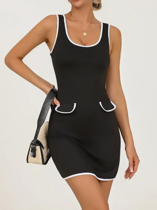 Women Tennis Golf Dress Sleeveless O Neck Black Patchwork Pocket High Elasticity Speed Dry Anti Glare Sport Fitness Tennis Skirt
Women Tennis Golf Dress Sleeveless O Neck Black Patchwork Pocket High Elasticity Speed Dry Anti Glare Sport Fitness Tennis Skirt