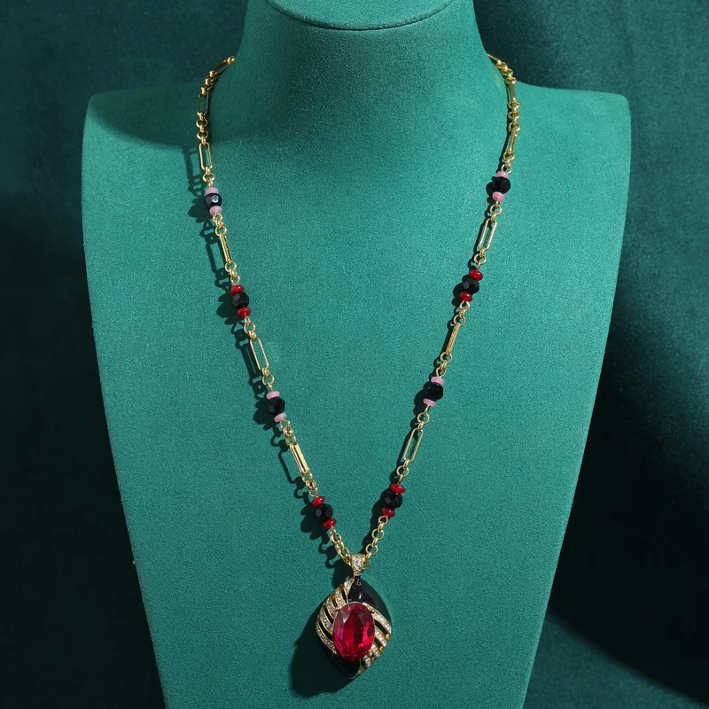 Red Crystal Pendant Vintage Necklace Natural Stone Black Gold Color Elegant Luxury Design High Brand Quality Birthday Trend Gift
Red Crystal Pendant Vintage Necklace Natural Stone Black Gold Color Elegant Luxury Design High Brand Quality Birthday Trend Gift