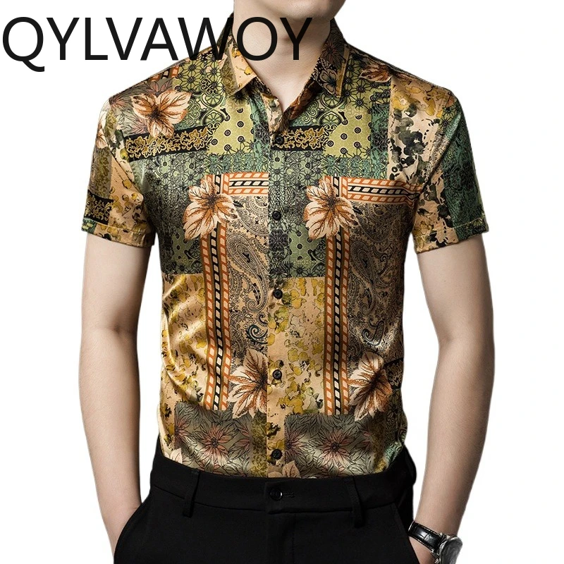 QYLVAWOY 92% Real Mulberry Silk Men's Shirts 2025 New Summer Tops Short Sleeve Shirt Printed Menswear Clothing Business High-end
QYLVAWOY 92% Real Mulberry Silk Men's Shirts 2025 New Summer Tops Short Sleeve Shirt Printed Menswear Clothing Business High-end