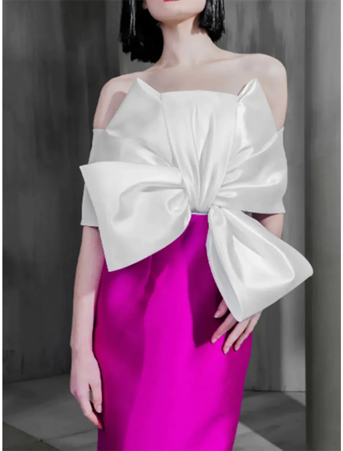 Sheath / Column Elegant Vintage Wedding Guest Formal Evening Dress Off Shoulder Half Sleeve Floor Length Satin with Bow Slit
Sheath / Column Elegant Vintage Wedding Guest Formal Evening Dress Off Shoulder Half Sleeve Floor Length Satin with Bow Slit