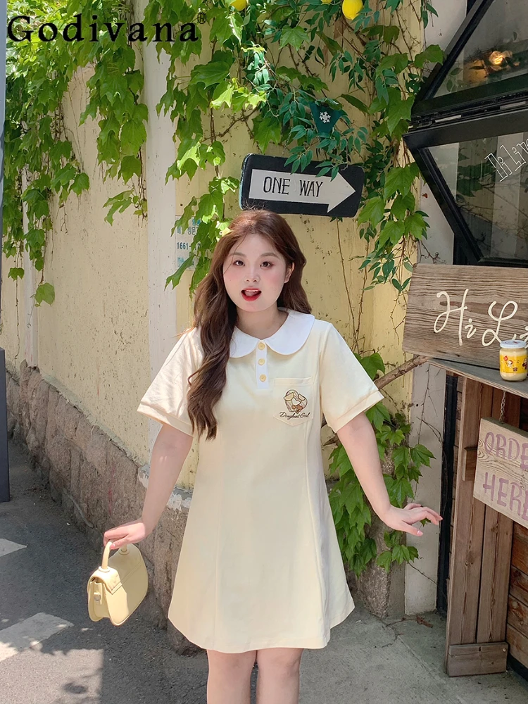 Plus Size L-4XL Women Summer Solid Color Embroidered Doll Collar Age-reducing A-line Short-sleeved Sweet Cute Comfortable Dress
Plus Size L-4XL Women Summer Solid Color Embroidered Doll Collar Age-reducing A-line Short-sleeved Sweet Cute Comfortable Dress