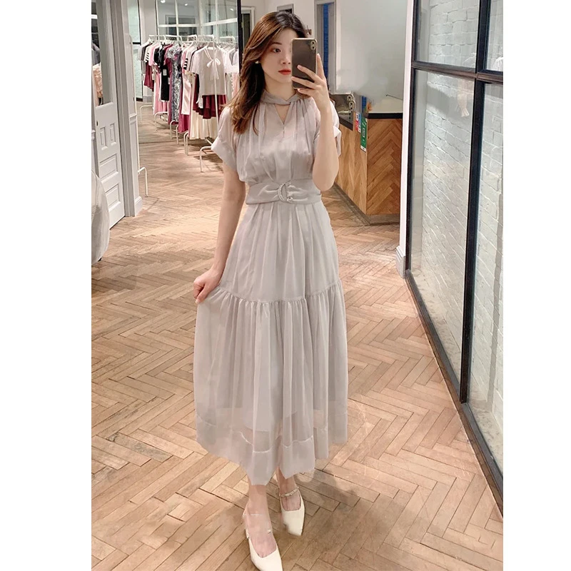 Wakuta Japanese Straight Cascading Draped Vestidos Summer Female Chic Robe French Style Lace Up Slim Fit Short Sleeves Dress
Wakuta Japanese Straight Cascading Draped Vestidos Summer Female Chic Robe French Style Lace Up Slim Fit Short Sleeves Dress
