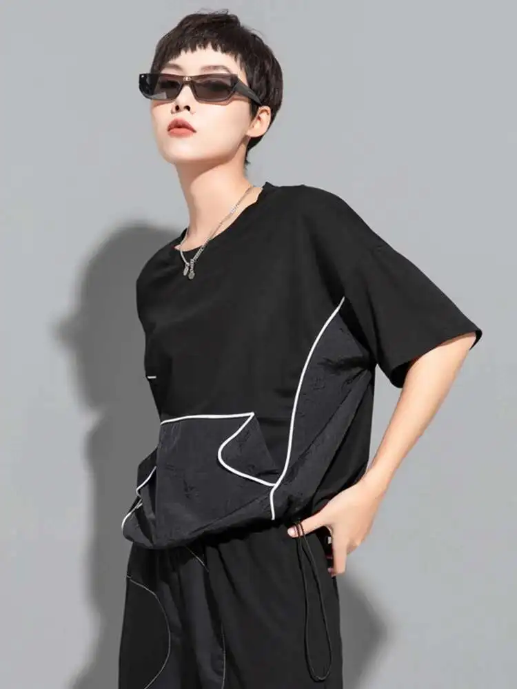 Women Black Topstitched Big Size Casual T-shirt New Round Neck Short Sleeve Fashion Tide Spring Summer
Women Black Topstitched Big Size Casual T-shirt New Round Neck Short Sleeve Fashion Tide Spring Summer