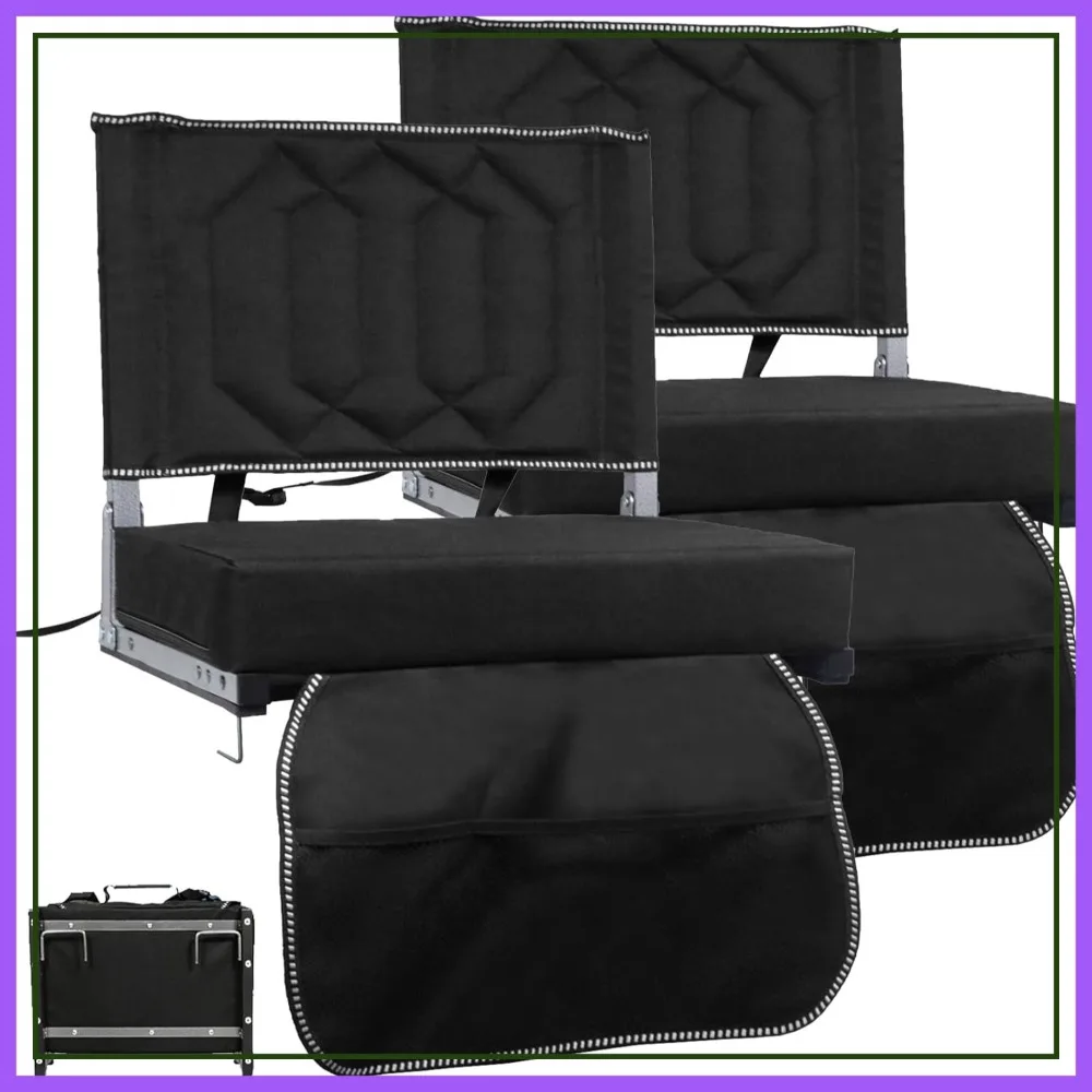 Folding Camping Chair 2 Pack, Padded Stadium Seat with Back, 380lbs Capacity, Heavy Duty Outdoor Chair with Storage Pocket, Black
Folding Camping Chair 2 Pack, Padded Stadium Seat with Back, 380lbs Capacity, Heavy Duty Outdoor Chair with Storage Pocket, Black