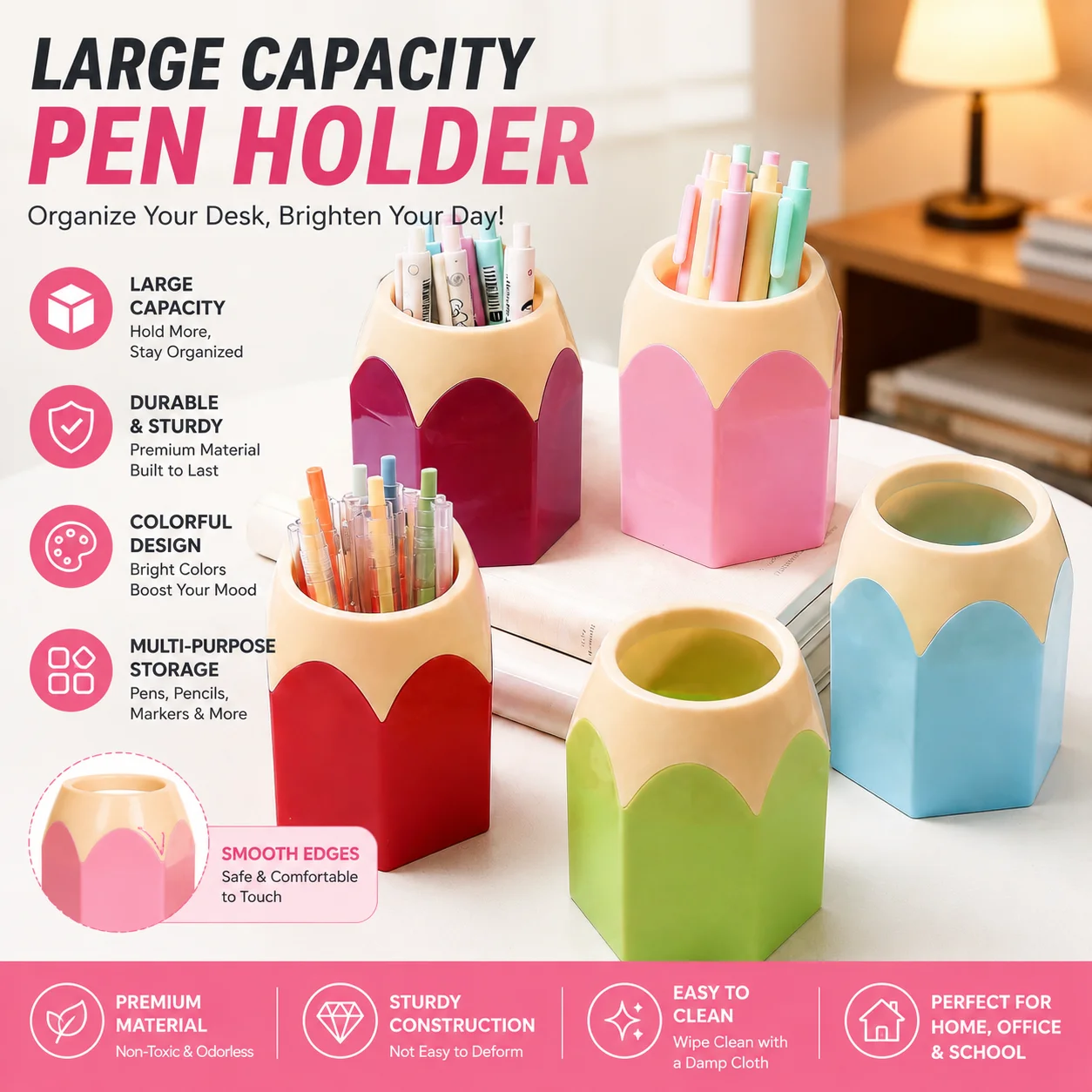 Pen holder, student office, study stationery, desktop storage bin, large pencil head, contrasting color induction tube
Pen holder, student office, study stationery, desktop storage bin, large pencil head, contrasting color induction tube