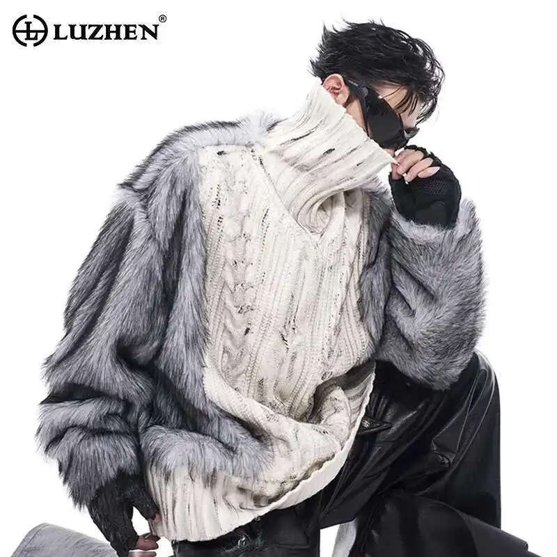 LUZHEN Imitation Fur Patchwork High Neck Sweater Autumn Winter Thick Velvet Lining Scrawl High End Street Wave Knit Tops LZ8047
LUZHEN Imitation Fur Patchwork High Neck Sweater Autumn Winter Thick Velvet Lining Scrawl High End Street Wave Knit Tops LZ8047