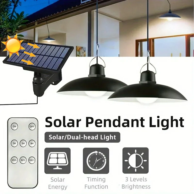 Powerful Outdoor Solar LED Pendant Light Waterproof Double-head Chandelier with Remote Control For Garden Courtyard Flood Light
Powerful Outdoor Solar LED Pendant Light Waterproof Double-head Chandelier with Remote Control For Garden Courtyard Flood Light