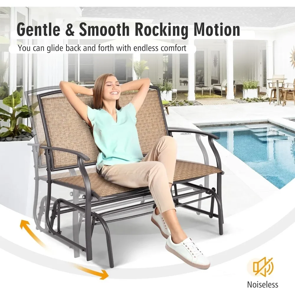 2-Person Patio Benches, W/Heavy-Duty Steel Frame, Breathable Seat Fabric, Rocking Lounge Chair for Poolside, Garden&Backyard 
2-Person Patio Benches, W/Heavy-Duty Steel Frame, Breathable Seat Fabric, Rocking Lounge Chair for Poolside, Garden&Backyard