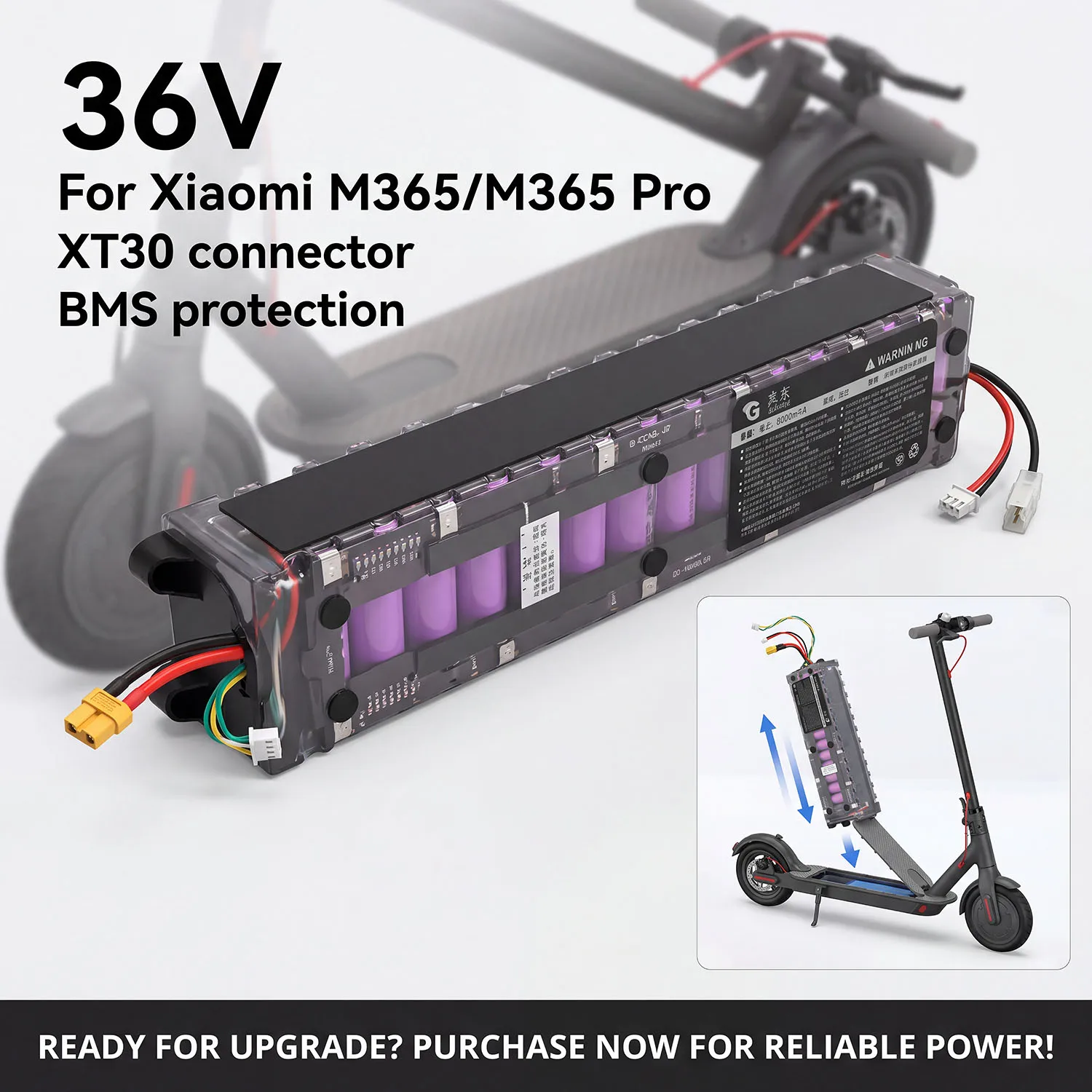 10S3P 36V 7.8Ah M356 Electric Scooter Battery Pack M365 Battery 18650 Battery with Waterproof Bluetooth Communication
10S3P 36V 7.8Ah M356 Electric Scooter Battery Pack M365 Battery 18650 Battery with Waterproof Bluetooth Communication