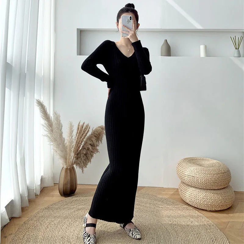 2023 Autumn Winter Bodycon Knitted Dress Women Elegant Chic Long Sleeve Maxi Dresses Ladies Korean Slim Waist Vestidos
2023 Autumn Winter Bodycon Knitted Dress Women Elegant Chic Long Sleeve Maxi Dresses Ladies Korean Slim Waist Vestidos