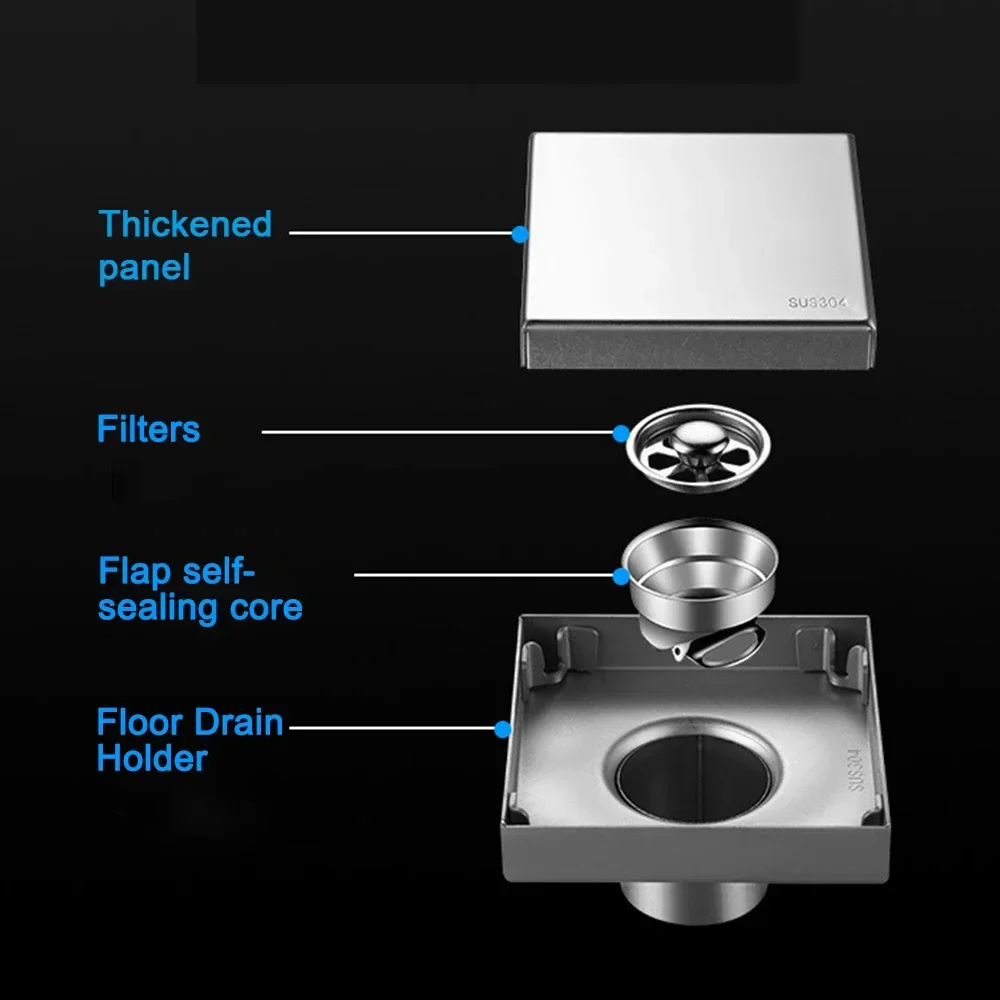 Invisible Bathroom Floor Drain 10*10 Square Waste Filter Drainage Anti-odor Shower Drain 15*15cm Strainer Bathroom Accessories
Invisible Bathroom Floor Drain 10*10 Square Waste Filter Drainage Anti-odor Shower Drain 15*15cm Strainer Bathroom Accessories