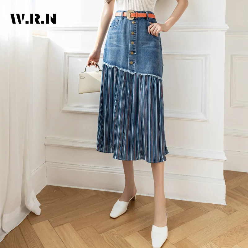 2025 Summer Vintage Striped Print Elegant Denim Patchwork Mid Long Skirts Women's Casual Style High Waist Slim Fit Sexy Skirt
2025 Summer Vintage Striped Print Elegant Denim Patchwork Mid Long Skirts Women's Casual Style High Waist Slim Fit Sexy Skirt