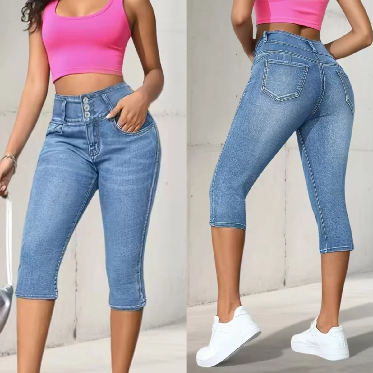 Summer Women's Elasticity Tight Fitting Jeans European and American Style Denim Capri Pants Retro High Waisted Calf-Length Pants
Summer Women's Elasticity Tight Fitting Jeans European and American Style Denim Capri Pants Retro High Waisted Calf-Length Pants