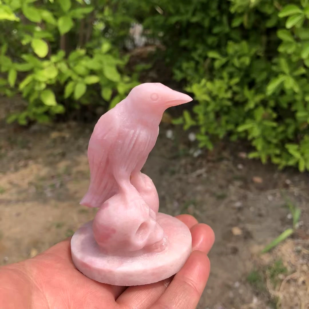Raven Skull Statue Home Decor Natural Pink opal Carved Gemstone Crow Bird Figurine Crafts Healing Crystal
Raven Skull Statue Home Decor Natural Pink opal Carved Gemstone Crow Bird Figurine Crafts Healing Crystal