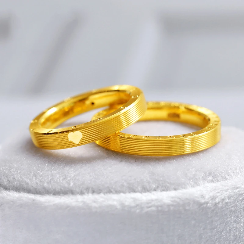 AU999 24K Solid Gold Brushed Heart Time Scale Couple Rings Matching Plain Band Wedding Jewelry Gift For Men Women Him Her
AU999 24K Solid Gold Brushed Heart Time Scale Couple Rings Matching Plain Band Wedding Jewelry Gift For Men Women Him Her
