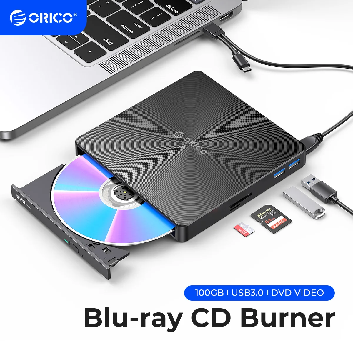 ORICO USB3.0 Slim External Optical Drive Portable Writer Recorder DVD Player for Laptop Windows PC DVD RW ROM Burner
ORICO USB3.0 Slim External Optical Drive Portable Writer Recorder DVD Player for Laptop Windows PC DVD RW ROM Burner