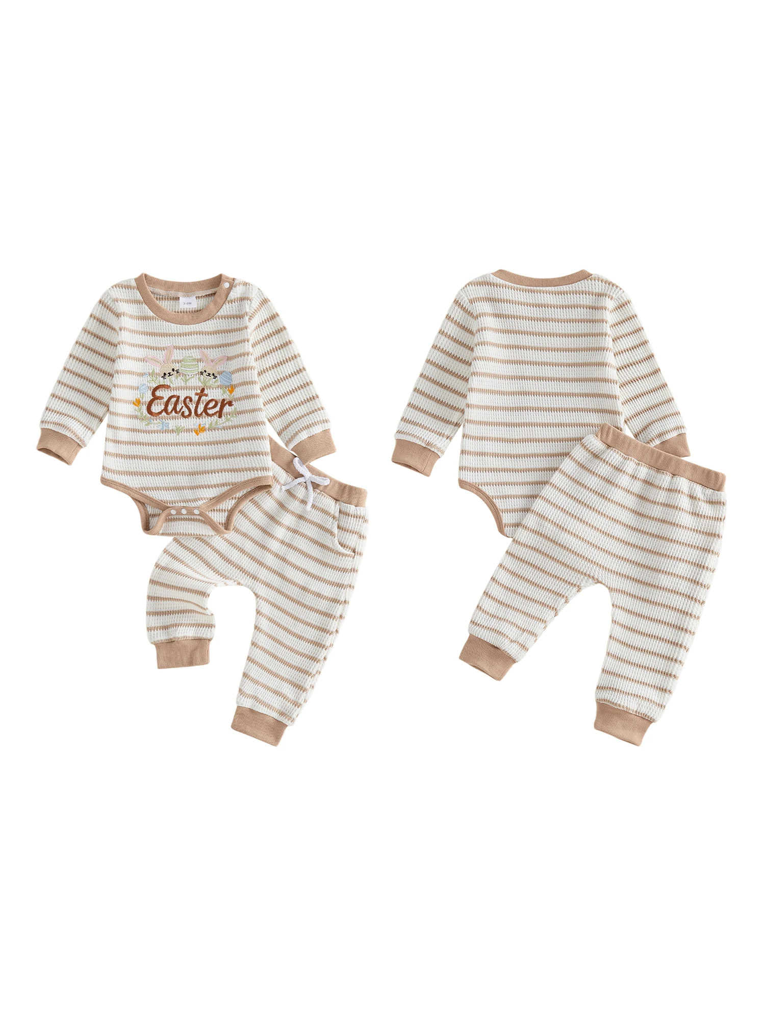Toddler Kids Easter Clothes Set Long Sleeve O Neck Bunny Wreath Embroidery Striped Romper Pants Outfits for Boys Girls
Toddler Kids Easter Clothes Set Long Sleeve O Neck Bunny Wreath Embroidery Striped Romper Pants Outfits for Boys Girls