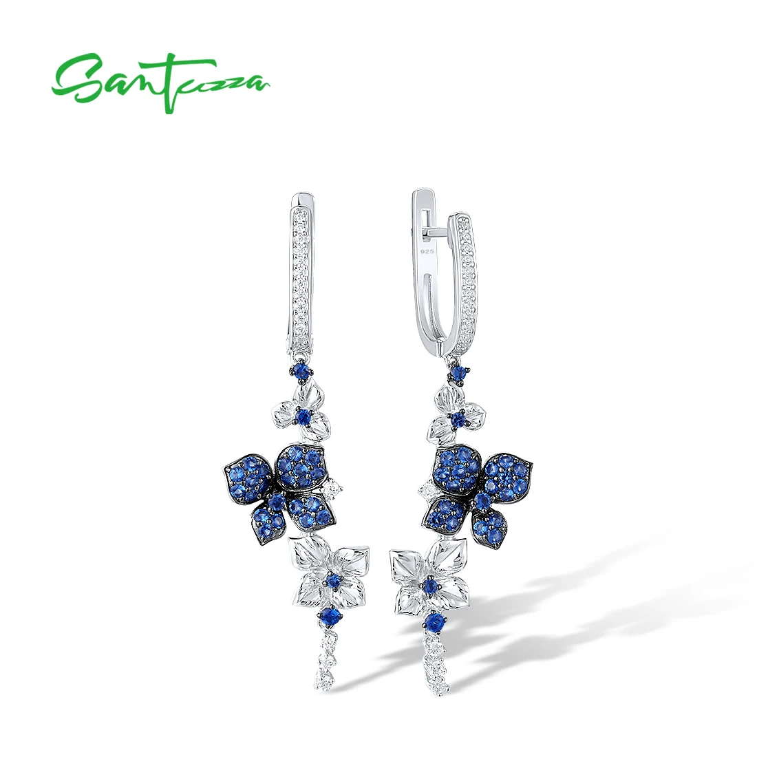 SANTUZZA 925 Sterling Silver Dangling Earrings For Women Blue Spinel White Cubic Zirconia Flower Fashion Party Fine Jewelry
SANTUZZA 925 Sterling Silver Dangling Earrings For Women Blue Spinel White Cubic Zirconia Flower Fashion Party Fine Jewelry