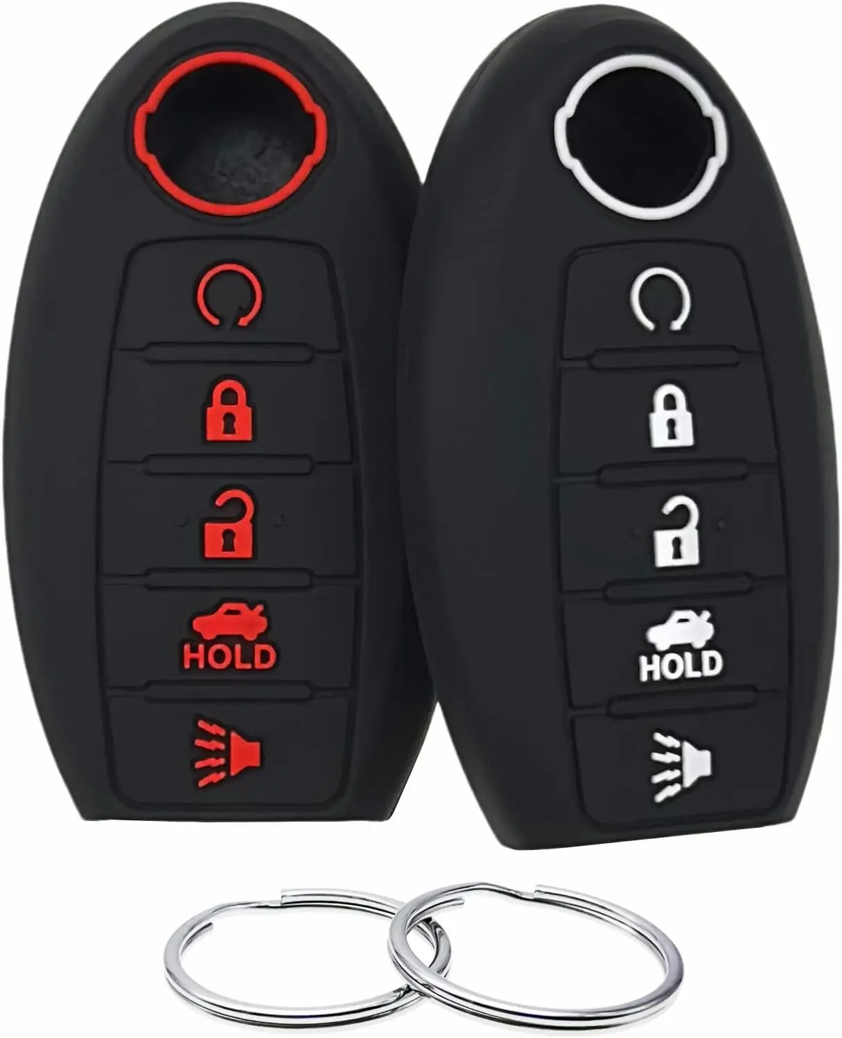 Silicone Rubber Key Fob Cover for Nissan Altima, Armada, Maxima, Murano, Pathfinder, Rogue, Sentra, Titan, Versa (5 Buttons)
Silicone Rubber Key Fob Cover for Nissan Altima, Armada, Maxima, Murano, Pathfinder, Rogue, Sentra, Titan, Versa (5 Buttons)