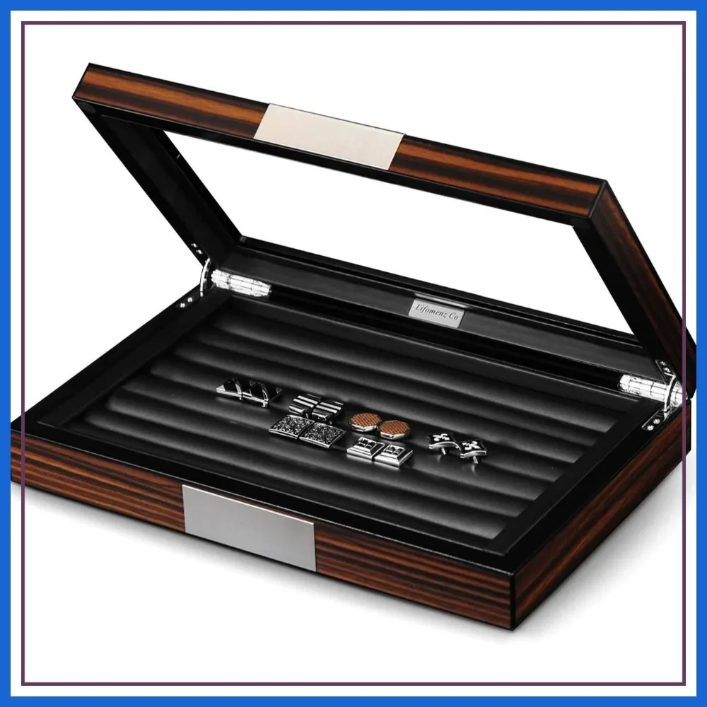Cufflink Box for Men with Glass Window, Holds 36-46 Pairs, Display Case and Ring Organizer
Cufflink Box for Men with Glass Window, Holds 36-46 Pairs, Display Case and Ring Organizer