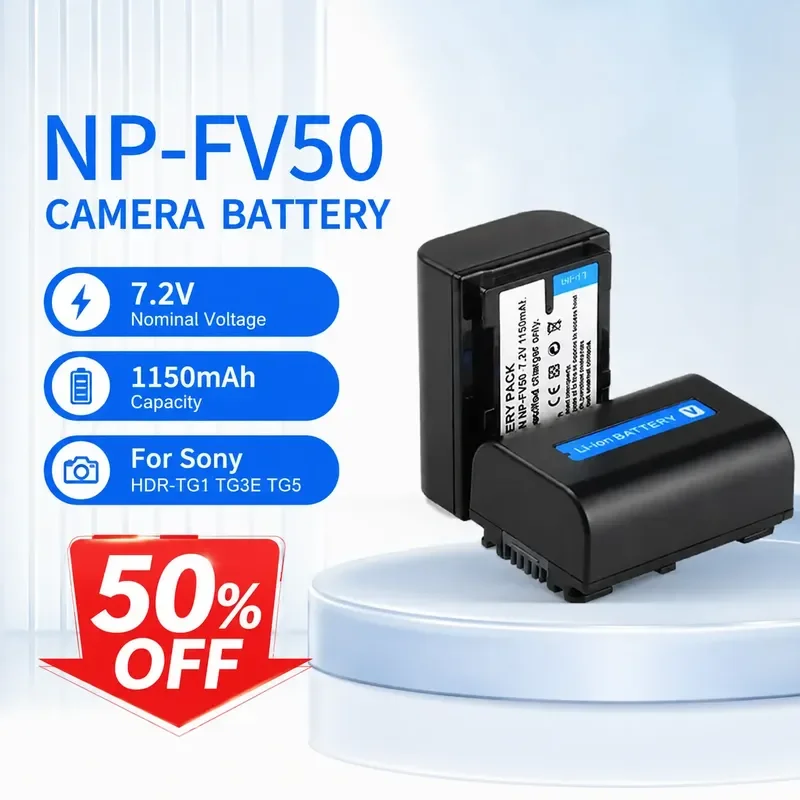 NP-FV50 7.2V 1150mAh Li-ion Camera Battery for Sony HDR-TG1 TG3E TG5 Camcorder Replacement
NP-FV50 7.2V 1150mAh Li-ion Camera Battery for Sony HDR-TG1 TG3E TG5 Camcorder Replacement