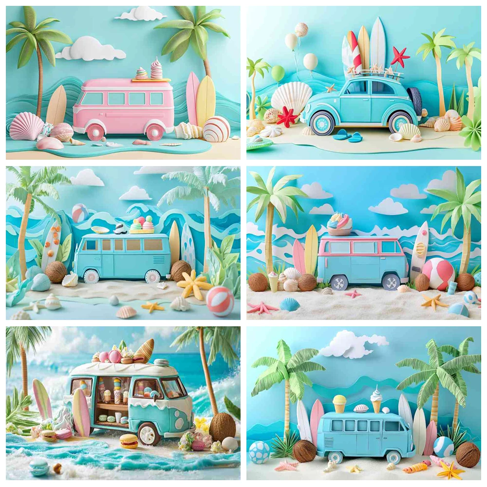 Dessert Car Ice Cream Photography Backdrop Summer Wave Surfboard Palm Trees Kids Portrait Birthday Background Decor Photo Studio
Dessert Car Ice Cream Photography Backdrop Summer Wave Surfboard Palm Trees Kids Portrait Birthday Background Decor Photo Studio