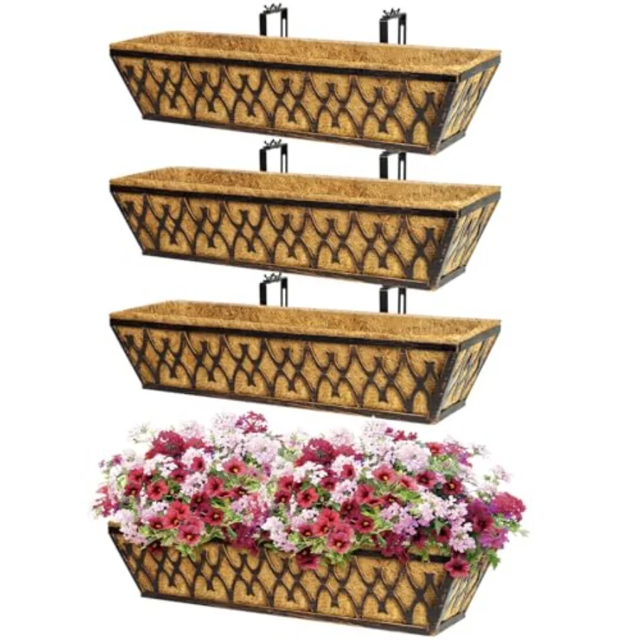 Window Boxes Planters Railing Planter Box with Adjustable Brackets for Porch Fence Patio Balcony Hanging Flower Baskets with Co
Window Boxes Planters Railing Planter Box with Adjustable Brackets for Porch Fence Patio Balcony Hanging Flower Baskets with Co