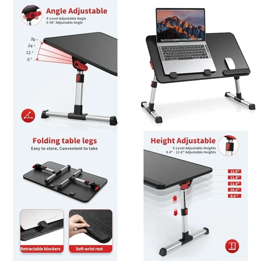 Laptop Desk Table, Adjustable Laptop Stand, Portable Lap Desks with Foldable Legs, Notebook Standing Breakfast Tray Reading Desk for Sofa Couch Bed Floor (Black,Medium Size)
Laptop Desk Table, Adjustable Laptop Stand, Portable Lap Desks with Foldable Legs, Notebook Standing Breakfast Tray Reading Desk for Sofa Couch Bed Floor (Black,Medium Size)