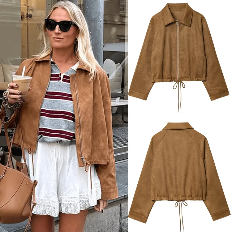 Женская осенняя верблюжья флисовая куртка с длинными рукавами и отложным воротником. Простое модное универсальное флисовое пальто на шнурке.
Женская осенняя верблюжья флисовая куртка с длинными рукавами и отложным воротником. Простое модное универсальное флисовое пальто на шнурке.