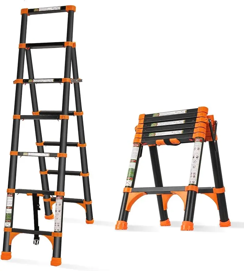 RIKADE Telescoping Ladder, A-Frame Aluminum Telescopic Ladder with 1-Button Retraction, Portable Extension Ladder Adjustable
RIKADE Telescoping Ladder, A-Frame Aluminum Telescopic Ladder with 1-Button Retraction, Portable Extension Ladder Adjustable