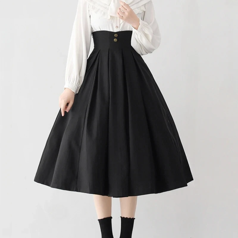 Elegant Classical Women Vintage Lolita Style Midi Skirt Victorian Button Slim Party Long Skirts Office Lady Sweet A-Line Skirts
Elegant Classical Women Vintage Lolita Style Midi Skirt Victorian Button Slim Party Long Skirts Office Lady Sweet A-Line Skirts
