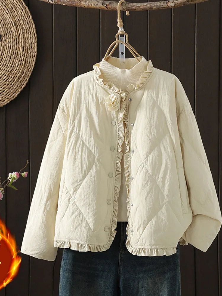 Thickened Winter Cotton Jacket Women's Style Retro Commute Loose Fit Long Sleeve round Neck Single Button Closure Color
Thickened Winter Cotton Jacket Women's Style Retro Commute Loose Fit Long Sleeve round Neck Single Button Closure Color