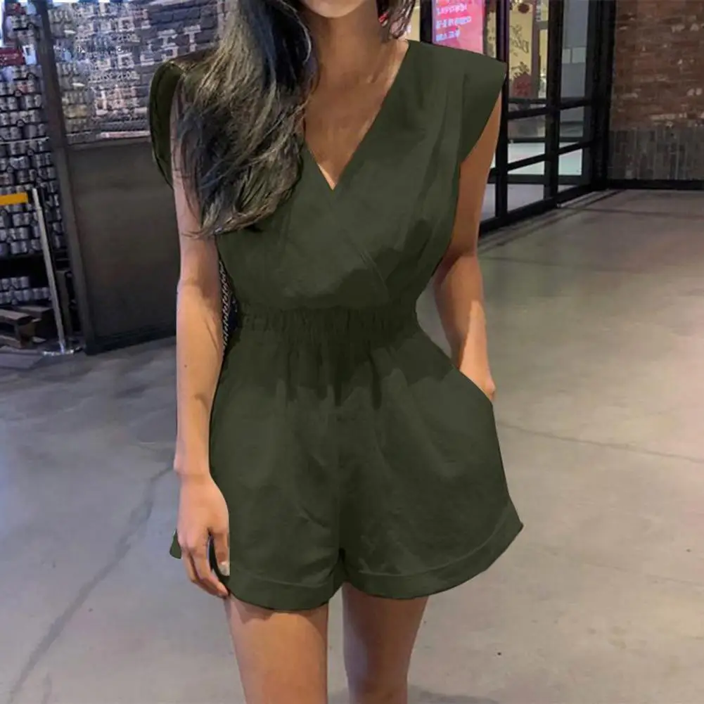 Rompers Comfortable Short Rompers V-neck Colorful Washable Summer V Collar Sleeve-less Shorts Jumpsuits
Rompers Comfortable Short Rompers V-neck Colorful Washable Summer V Collar Sleeve-less Shorts Jumpsuits