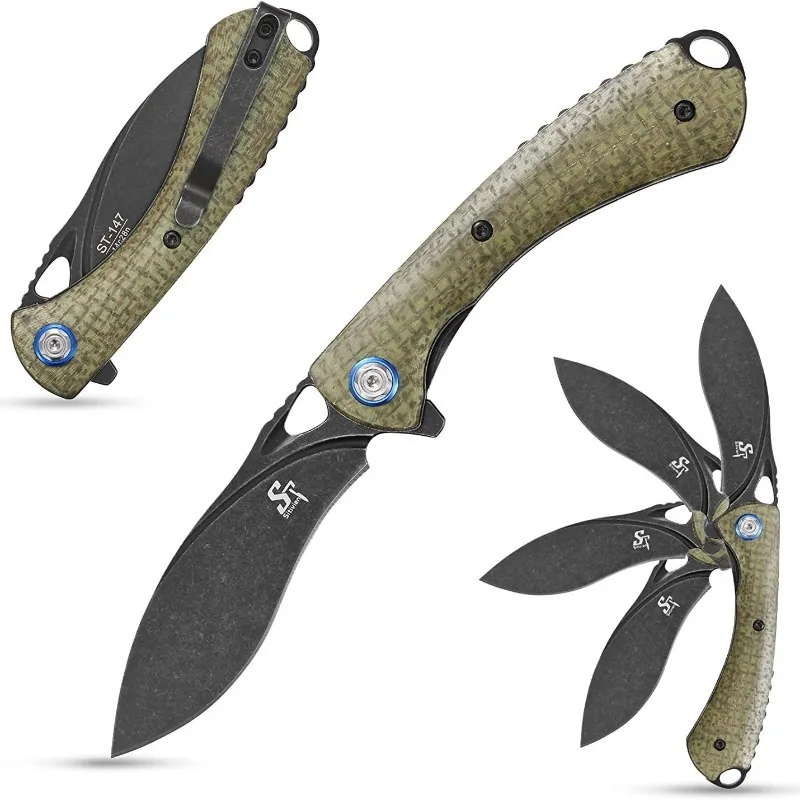 ST147 Folding Pocket Knife 14C28N Blade Micarta/G10 Handle EDC Tool Knife Survival Tctical Outdoor Hunting Camping Collection
ST147 Folding Pocket Knife 14C28N Blade Micarta/G10 Handle EDC Tool Knife Survival Tctical Outdoor Hunting Camping Collection