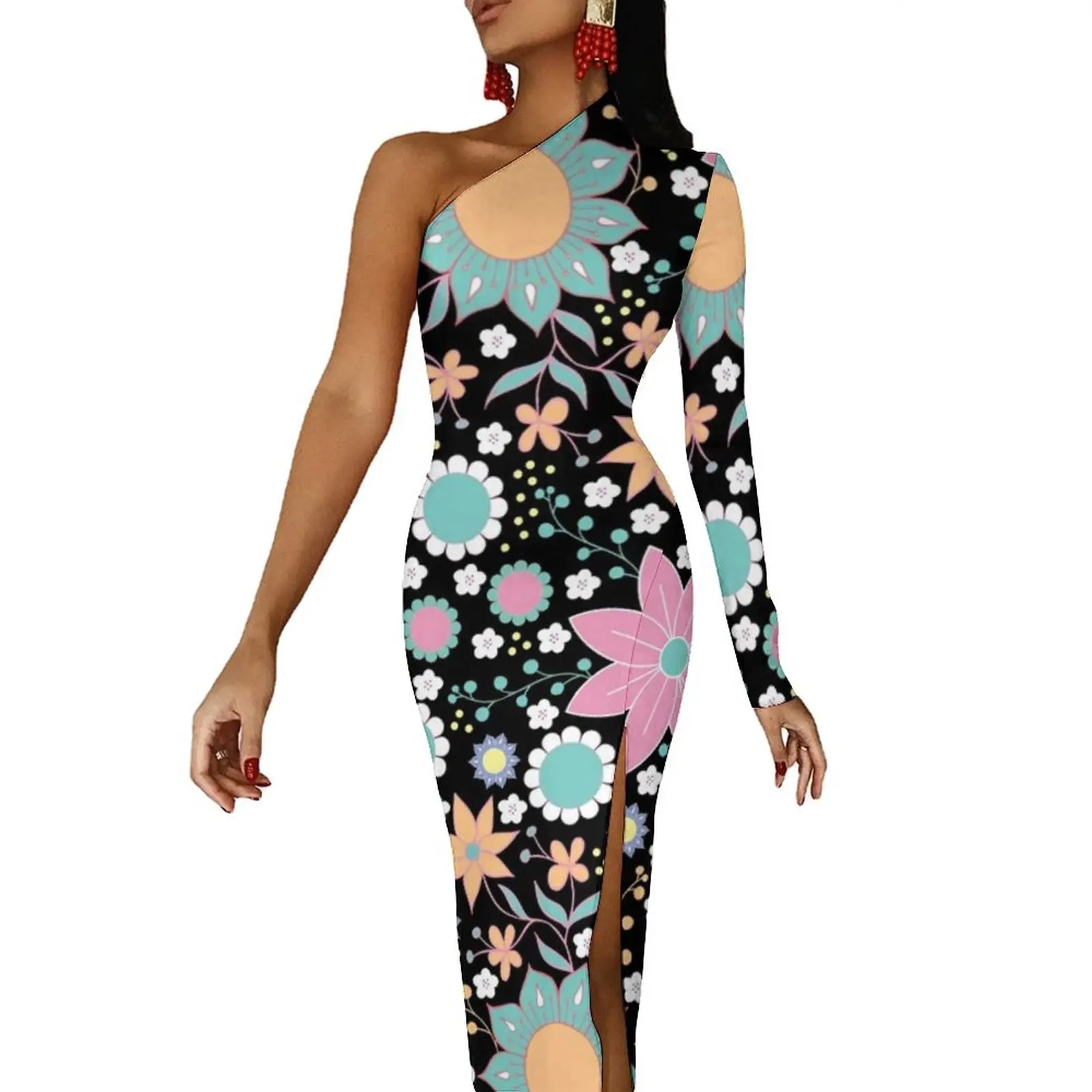 Pretty Flower Power Bodycon Dress Summer 60s 70s Floral Print Elegant High Slit Long Dresses Long Sleeve Printed Aesthetic Dress
Pretty Flower Power Bodycon Dress Summer 60s 70s Floral Print Elegant High Slit Long Dresses Long Sleeve Printed Aesthetic Dress