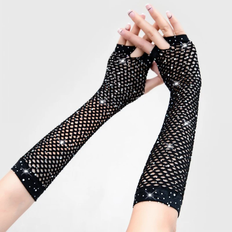 Sexy Flash Drilling Half Finger Hollow Fishing Net Long Gloves Cosplay Halloween Ball Party Nightclub Pole Dance Fingerless
Sexy Flash Drilling Half Finger Hollow Fishing Net Long Gloves Cosplay Halloween Ball Party Nightclub Pole Dance Fingerless