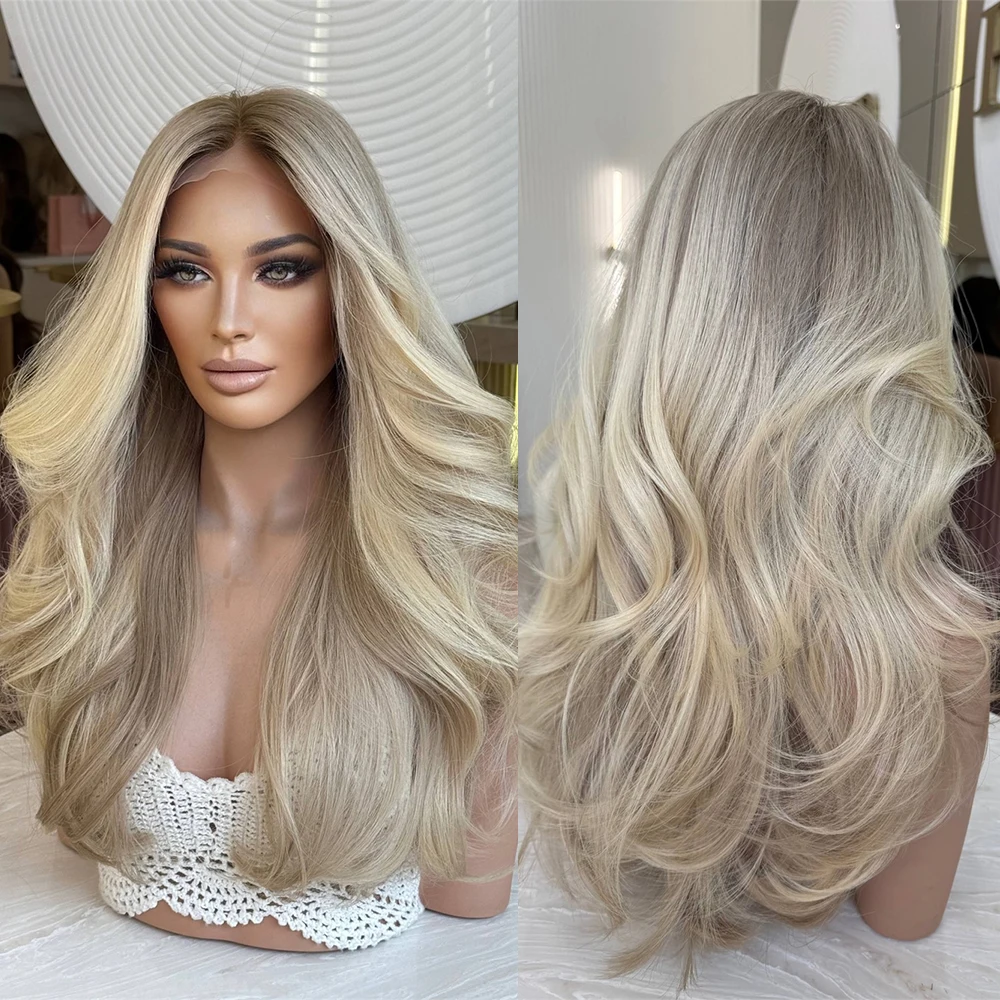 24-дюймовый парик из синтетического волокна с эффектом балаяж светло-русого цвета, имитирующий корни дерева, с кружевной передней частью, для женщин, длинный, мягкий, волнистый, термостойкий, высококачественный парик.
24-дюймовый парик из синтетического волокна с эффектом балаяж светло-русого цвета, имитирующий корни дерева, с кружевной передней частью, для женщин, длинный, мягкий, волнистый, термостойкий, высококачественный парик.