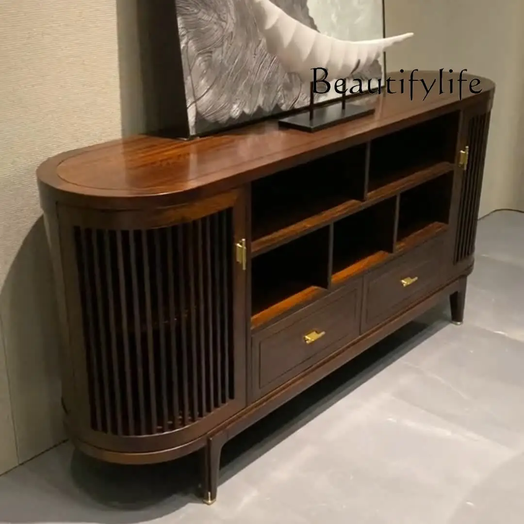 New Chinese style tea and dining side cabinet solid wood porch solid wood locker partition decoration against the wall household
New Chinese style tea and dining side cabinet solid wood porch solid wood locker partition decoration against the wall household