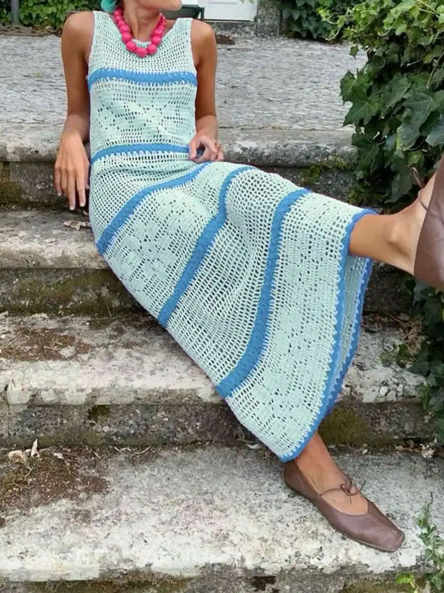 Womens Crochet Color Block Hollow Out Maxi Dress Spring Summer Casual Loose Fit
Womens Crochet Color Block Hollow Out Maxi Dress Spring Summer Casual Loose Fit