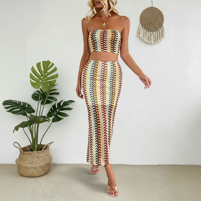 Women's Striped Strapless Tube Crop Top Midi Long Skirt Elegant Temperament Trendy Versatile Commute Casual Two Piece Outfit Set
Women's Striped Strapless Tube Crop Top Midi Long Skirt Elegant Temperament Trendy Versatile Commute Casual Two Piece Outfit Set