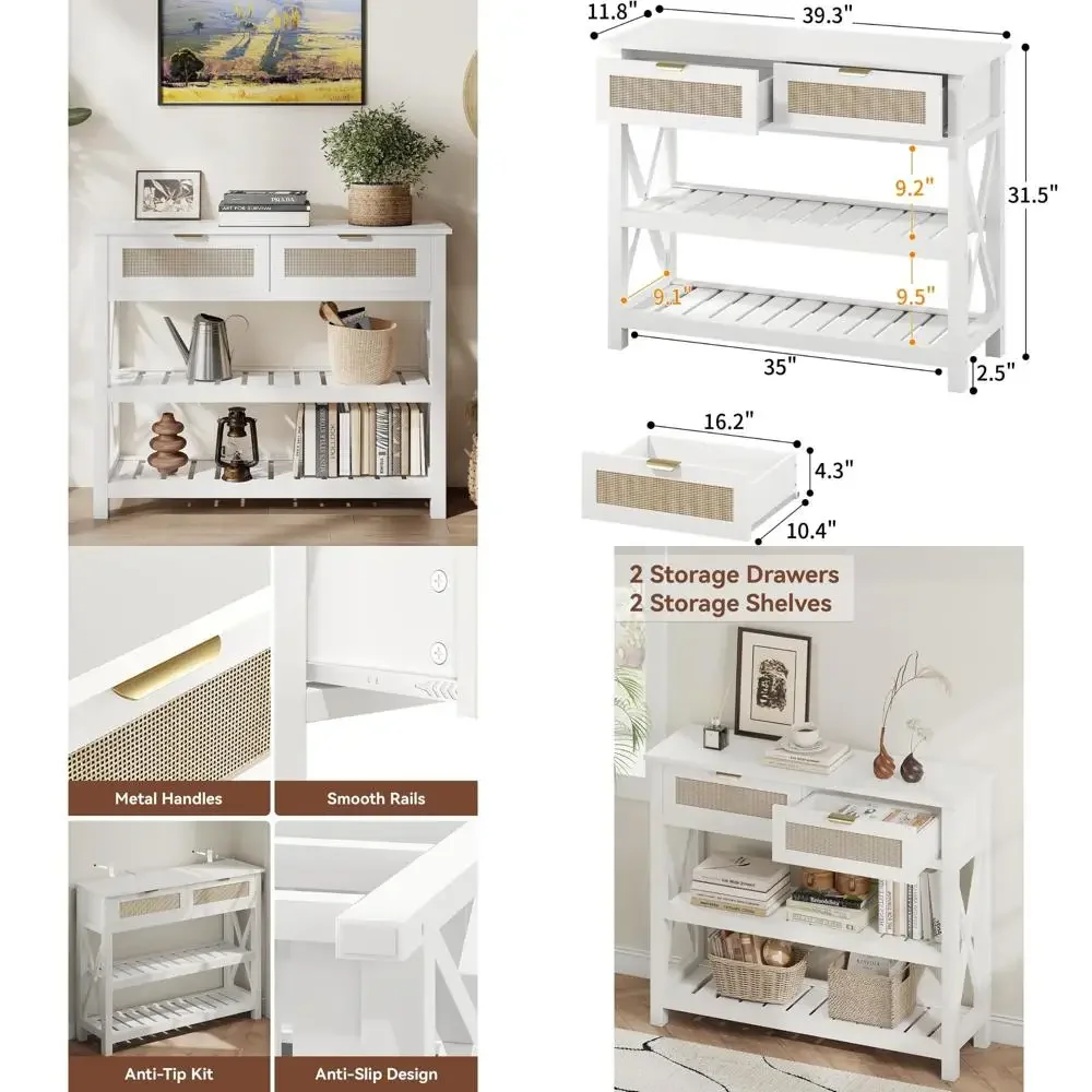 Rattan Drawer Console Table, Wooden Entryway Storage with 3-Tier Shelves, Display Rack for Hallway Entry Foy
Rattan Drawer Console Table, Wooden Entryway Storage with 3-Tier Shelves, Display Rack for Hallway Entry Foy