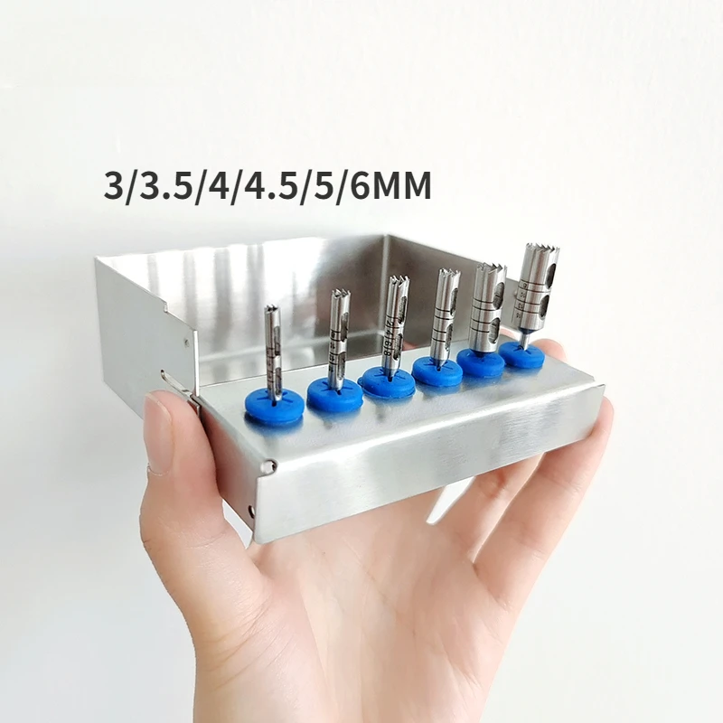 6Pcs/set Dental Long Trephine Bur Drills Kit Surgical Instruments 3/3.5/4/4.5/5/6MM for Low-speed Handpiece
6Pcs/set Dental Long Trephine Bur Drills Kit Surgical Instruments 3/3.5/4/4.5/5/6MM for Low-speed Handpiece