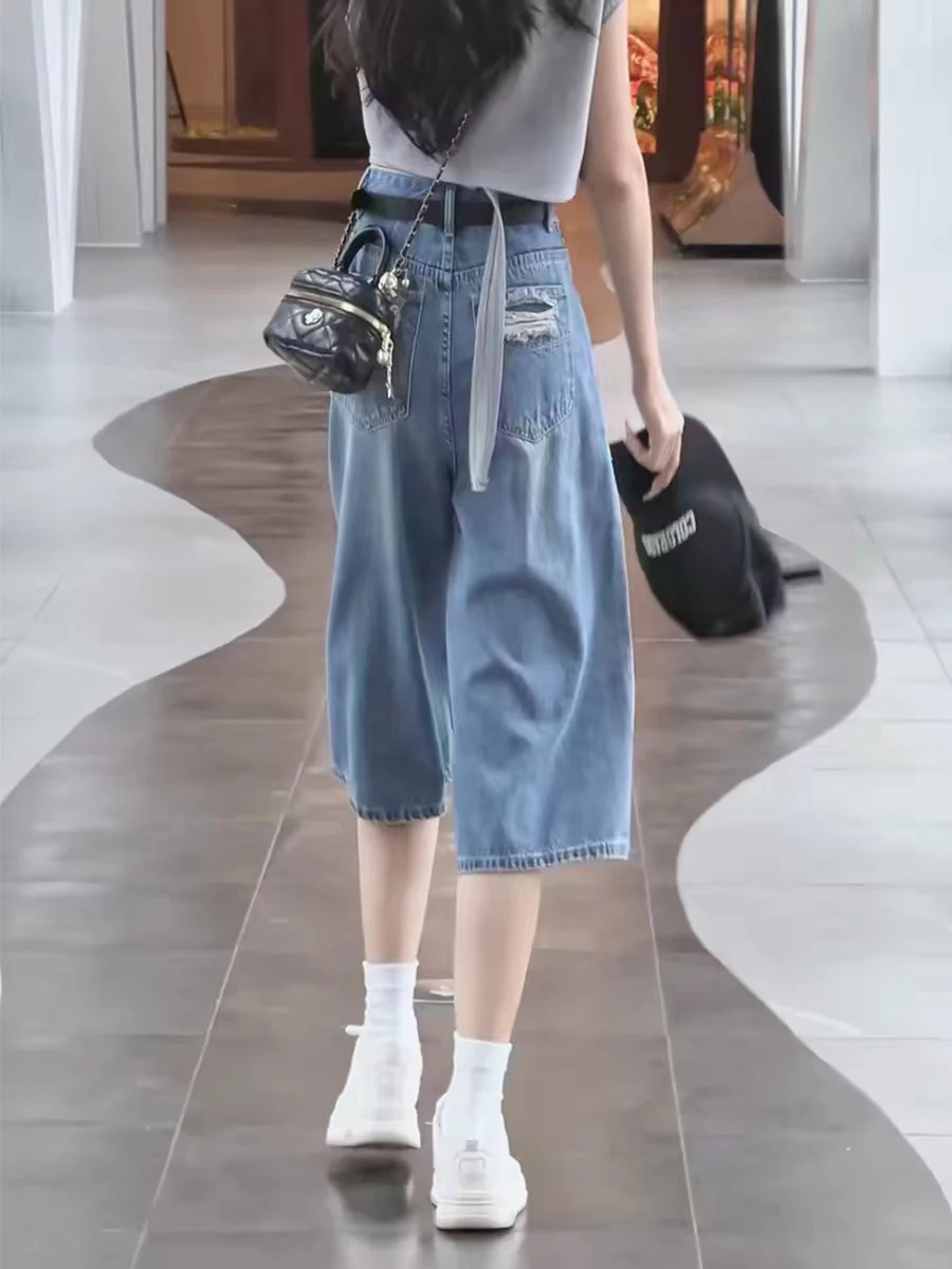High Waist Wide Leg Seven-Foot Denim Jeans Women's Summer Thin Ice Silk Hole Punching Straight Slimming Jeans
High Waist Wide Leg Seven-Foot Denim Jeans Women's Summer Thin Ice Silk Hole Punching Straight Slimming Jeans