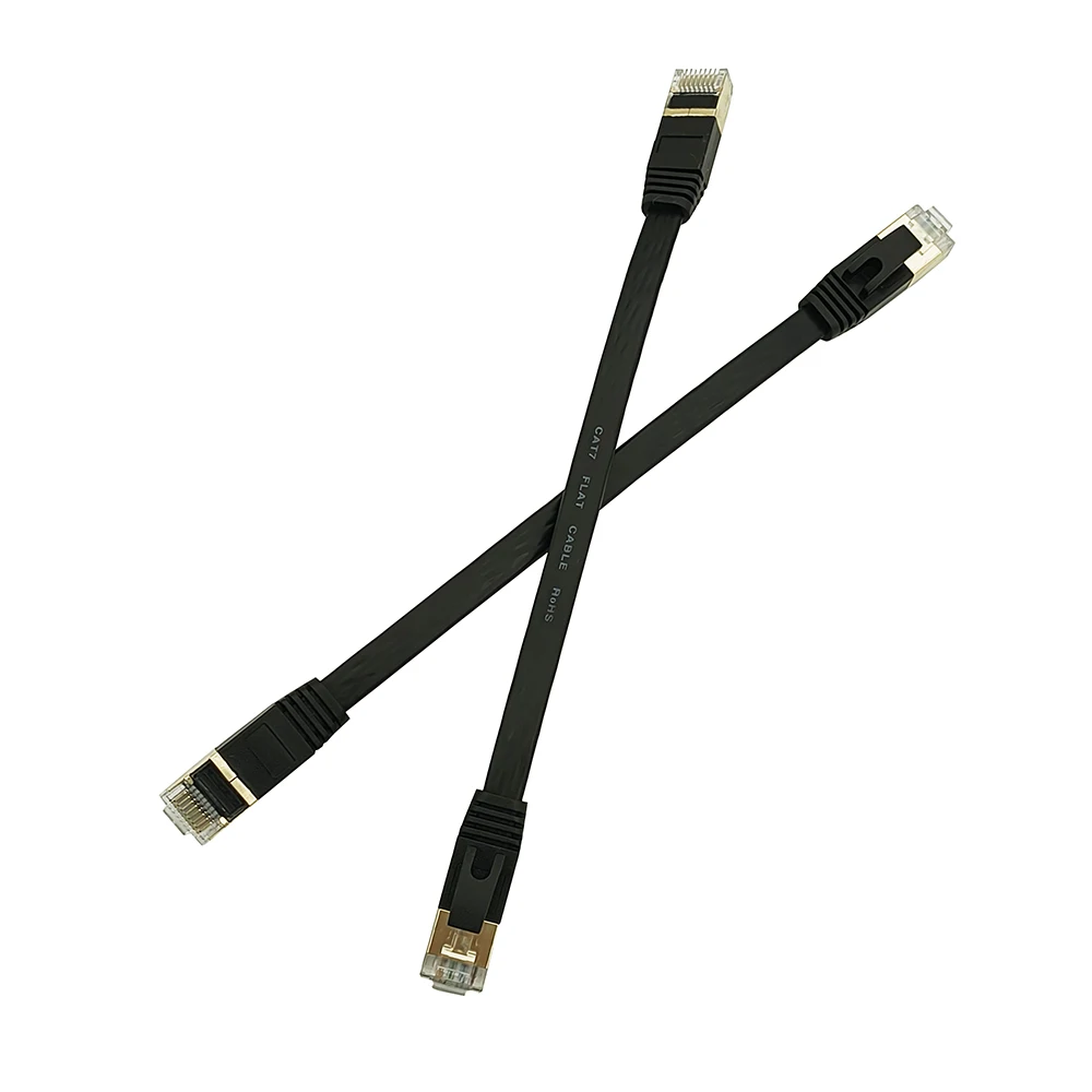 0.5M/1M/2M/3M Cat7 Flat Cable 8P8C Short Body Plug RJ45 Connector STP For Network Cable