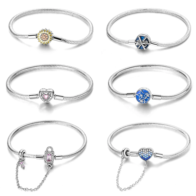 Bracelet 925 Sterling Silver Original 17-20CM Star Sunflower Heart Shaped Zircon Bracelets Fit DIY Charms Birthday Jewelry Gifts
Bracelet 925 Sterling Silver Original 17-20CM Star Sunflower Heart Shaped Zircon Bracelets Fit DIY Charms Birthday Jewelry Gifts